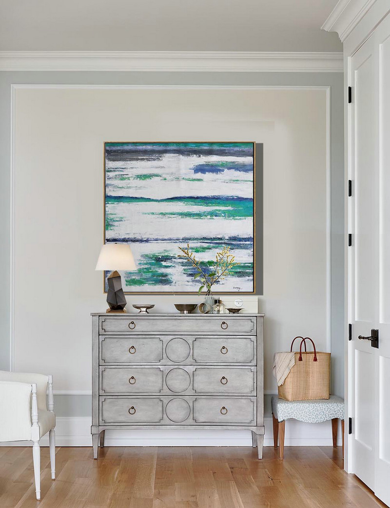 Original Artwork Extra Large Abstract Painting,Large Abstract Landscape Oil Painting On Canvas,Hand Painted Abstract Art,Green,White,Blue.etc